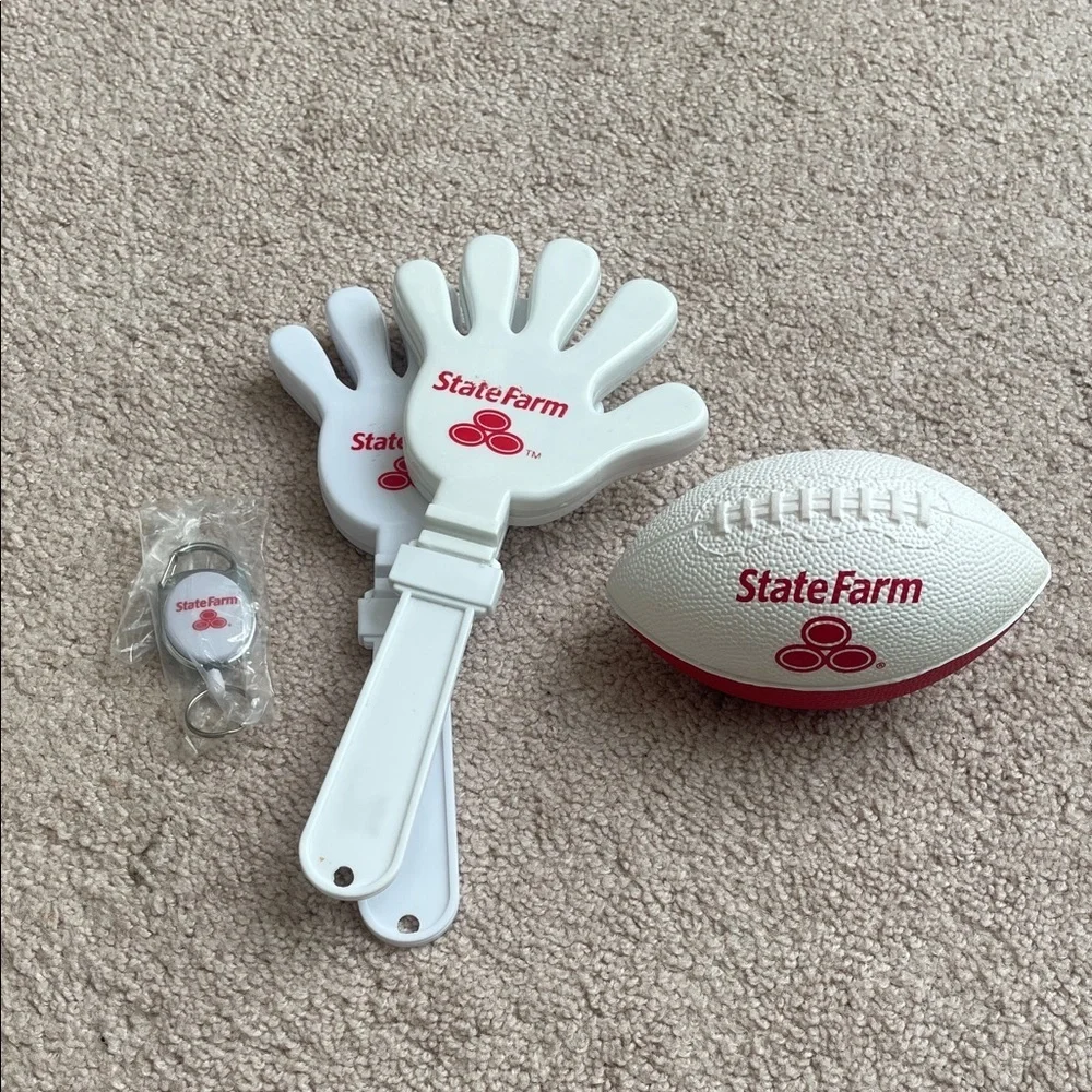 State Farm Clappers (2), Football, & Retractable Card Holder